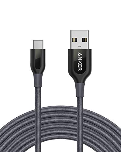 Product Cover USB C Cable, Anker Powerline+ USB-C to USB-A [10ft], Double-Braided Nylon Fast Charging Cable, for Samsung Galaxy S10/ S9 / S9+ / S8 / S8+ / Note 8, LG V20 / G5 / G6, and More (Gray)