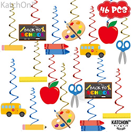 Product Cover KatchOn Back to School Hanging Swirls - Pack of 46 | School Ceiling Decorations for Classroom | Back to School Party Supplies Decorations | Ceiling Streamers for Classroom Decor