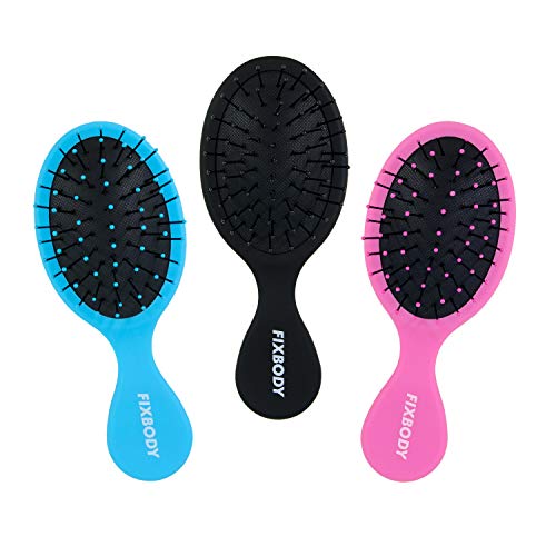 Product Cover FIXBODY Mini Pocket Detangling Hair Brush, 3 Pack Soft Ball Tipped Nylon Pin Handheld Massage Paddle Hair Comb for Adults & Kids All Hair Types