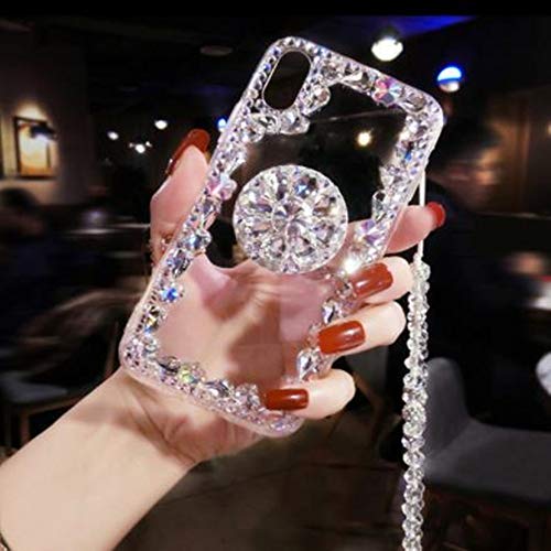 Product Cover Aulzaju Case for Samsung Note 10 Plus, Galaxy Note 10 Plus Clear Crystal Rhinestone Case with Ring Stand Bling Diamond TPU Cover with Lanyard for Note 10 Plus for Girls Women-Silver