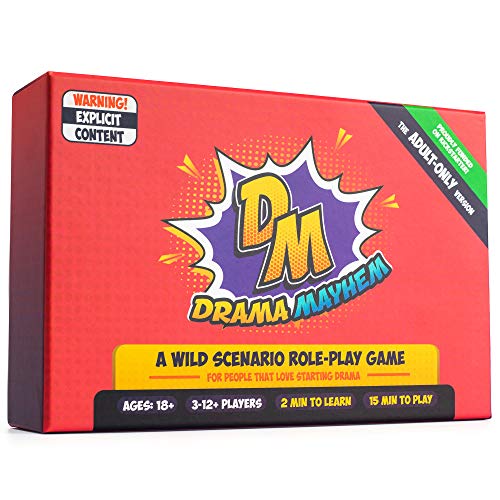 Product Cover Drama Mayhem Card Game for Adults - Funny Role Playing Charades for Fun Parties Group Events and Christmas Night