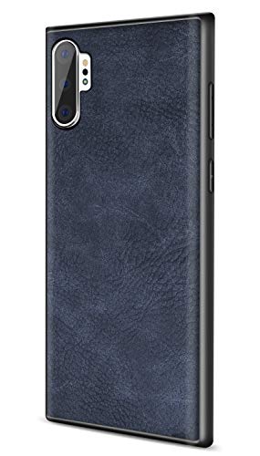 Product Cover SALAWAT Galaxy Note 10 Plus Case, Slim PU Leather Vintage Shockproof Phone Case Cover Lightweight Soft TPU Bumper Hard PC Hybrid Protective Case for Samsung Galaxy Note 10+ 5G 6.8inch 2019 (Blue)