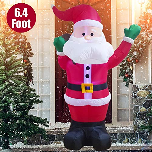 Product Cover Twinkle Star 6.4 Feet Christmas Inflatables Lighted Santa Claus Blow Up Indoor Outdoor Xmas Decor Lawn Yard Garden Decoration