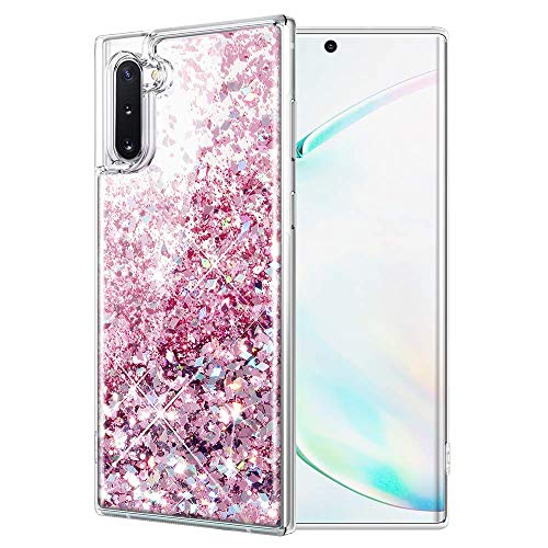 Product Cover Caka Case for Galaxy Note 10 Glitter Case Liquid Bling Sparkle Shining Luxury Fashion Flowing Floating Glitter Soft TPU Clear Cute Women Girls Phone Case for Samsung Galaxy Note 10 (Rose Gold)