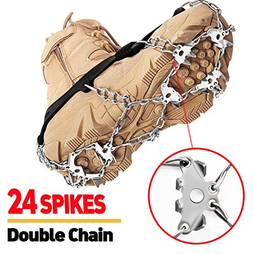 Product Cover EnergeticSky 24 Spikes Crampons Ice Cleats Traction Snow Grips for Boots Shoes,Anti-Slip Stainless Steel Spikes,Microspikes for Hiking Fishing Walking Climbing Jogging Mountaineering.