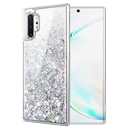 Product Cover Caka Glitter Case for Galaxy Note 10 Plus (Not Note 10) Glitter Case Liquid Bling Luxury Flowing Sparkle Shining TPU Women Girls Phone Case for Samsung Galaxy Note 10+ Plus 5G (6.8 inch) (Silver)