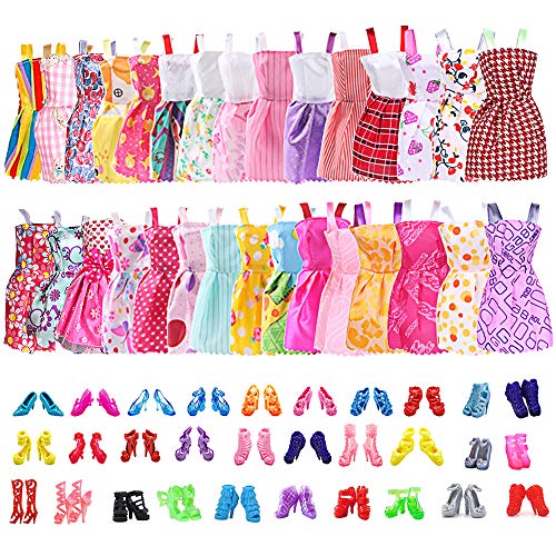 Product Cover 30 Pack Clothes Party Gown Outfits for Barbie Dolls with 30 Pairs Dolls Accessories Shoes for Birthday Christmas Wedding Valentine's Day Supplies
