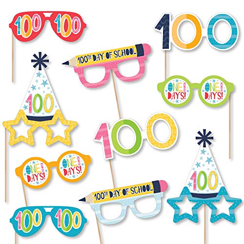 Product Cover Big Dot of Happiness Happy 100th Day of School Glasses - Paper Card Stock 100 Days Party Photo Booth Props Kit - 10 Count