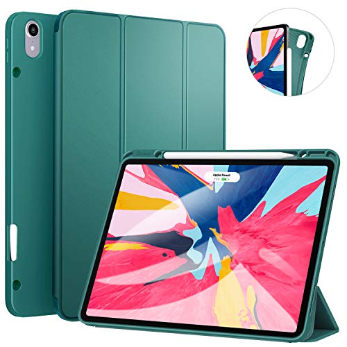 Product Cover Ztotop Case for iPad Pro 12.9 Inch 3rd Gen 2018 with Pencil Holder- Lightweight Soft TPU Back Cover and Trifold Stand with Auto Sleep/Wake, Support 2nd Gen iPad Pencil Charging, Dark Green