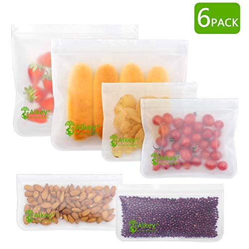 Product Cover Reusable Storage Bags (6 Pack) - Transparent Leakproof Freezer Reusable Snack&Sandwich Bags(2 Small + 2 Medium + 2 Large) FDA Grade PEVA Ziplock Food Storage Bag for Home&Traval & Make Up