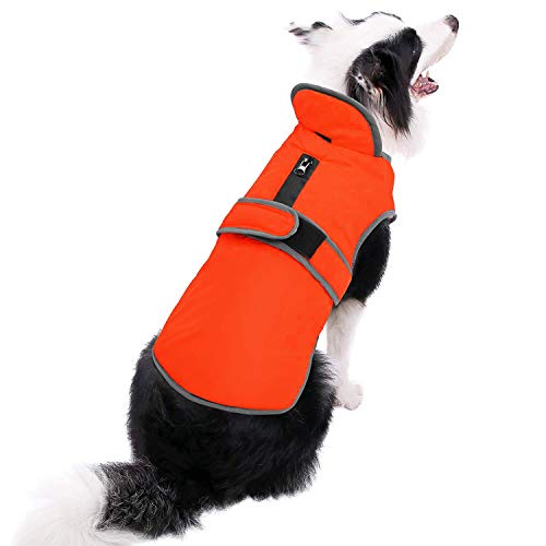 Product Cover MIGOHI Reflective Waterproof Windproof Dog Coat Cold Weather Warm Dog Jacket Reversible Stormguard Winter Dog Vest for Small Medium Large Dogs (Orange, XL)