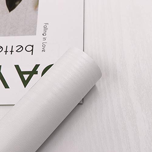 Product Cover Self-Adhesive 15.7 In X 196 In White Wood Paper Decorative Film for Furniture Real Wood Grain Touch Easy to Clean Thicken Perfectly Covers The Surface Without Passing Through The Primary Color