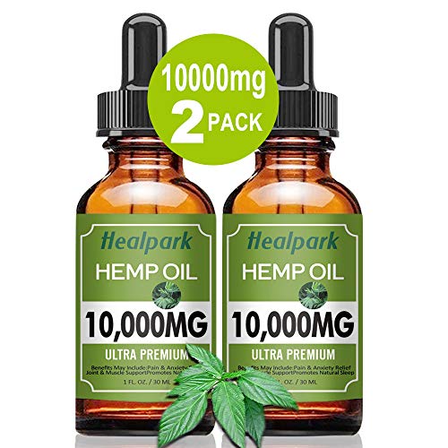 Product Cover (2 Pack 10000mg) Hemp Oil for Relief Pain Stress - Natural Organic Hemp Seed Extract Hemp Drops Rich in Vitamin & Omega, Zero THC CBD Cannabidiol