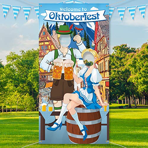 Product Cover Oktoberfest Party Decorations Oktoberfest Photo Prop, Giant Fabric Photo Booth Background, Funny Oktoberfest Games Supplies for Bavarian Beer Festival, 6 x 3 ft