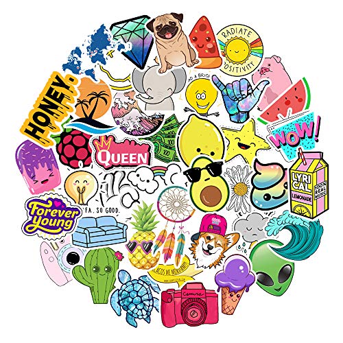 Product Cover Stickers for Water Bottles Big 42pcs Waterproof Cute Aesthetic Trendy Stickers for Teens Kids Girls and Boys, Perfect for Hydro Flask Laptop Notebook Phone Car Skateboard Travel Durable 100% Vinyl