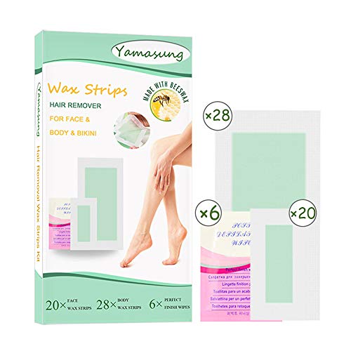 Product Cover Yamasang Wax Strips, Hair Removal Strips for Face Full Body Leg Eyebrow Bikini Brazilian Underarm Women men, Waxing Strips with 48 Count Double Size Cold Wax Strips And 6 Post Care Wipes (L54)