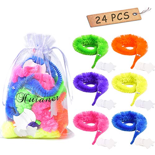 Product Cover huianer 24pcs Magic Worm Toys Wiggly Twisty Fuzzy Carnival Party Favors(Random Color)