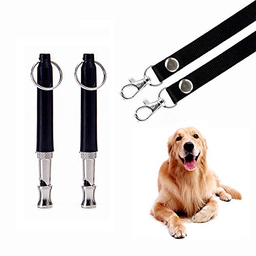 Product Cover HEHUI Dog Whistle to Stop Barking, Adjustable Pitch Ultrasonic Training Tool Silent Bark Control for Dogs- Pack of 2 PCS Whistles with 2 Free Lanyard Strap (2whistle,Middle Size)