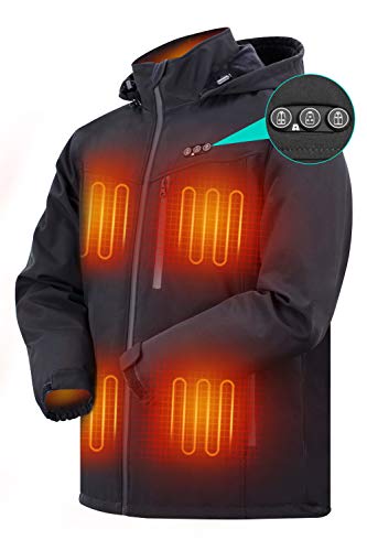 Product Cover ARRIS Heated Jacket for Men, Electric Heating Warm Coat 7.4V Battery/8 Heating Areas/Phone Charging for Winter Use Black