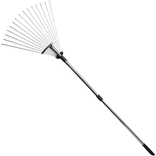 Product Cover Gonicc 63 inch Professional Adjustable Garden Leaf Rake, Expanding Metal Rake - Adjustable Folding Head From 7 Inch to 22 Inch. Collect Leaf Among Delicate Plants,Lawns and Yards, Hand Garden Scissors