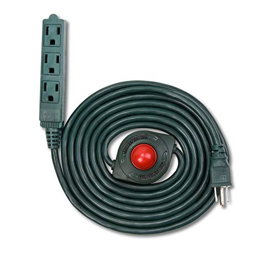 Product Cover Electes 15 Feet 3 Grounded Outlets Extension Cord with Hand/Foot Switch and Light Indicator, 16/3, Green, UL Listed (1)