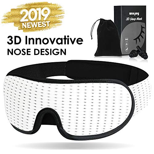 Product Cover Sleep Mask for Women Men, Eye mask for Sleeping 3D Contoured Cup Blindfold with Breathable Memory Foam,100% Block Out Light,Soft Comfort Eye Shade Cover for Yoga Meditation (3D White)