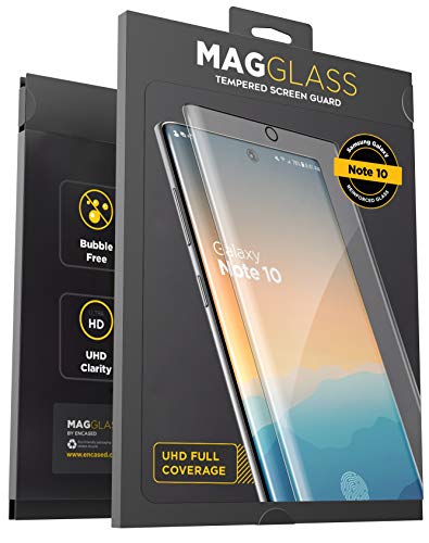Product Cover Magglass Galaxy Note 10 Tempered Glass Screen Protector w/Fingerprint Display Compatibility - Anti Bubble UHD Clear Full Coverage Resistant Screen Guard for Samsung Note 10 (Case Friendly)
