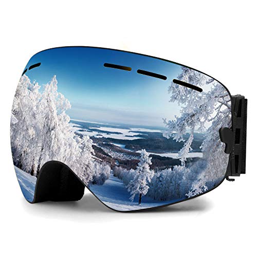 Product Cover Zerhunt Ski Goggles, Snowboard Goggles Over Glasses, Anti Fog UV Protection Snow Goggles OTG Interchangeable Lens for Men Women Snowmobile, Skiing, Skating, Silver