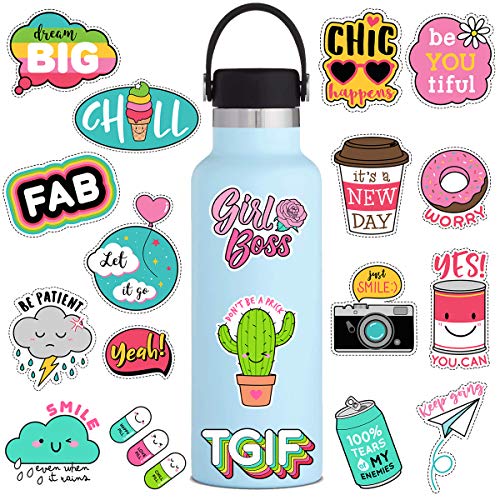 Product Cover Cute Water Bottles Stickers for VSCO Girls(44 Pack) - Laptops Sticker for Teens Feminist - Aesthetic Trendy Waterproof Vinyl Sticker Pack for Hydro Flask Tumbler Cameras Phone Luggage Graffiti Decal