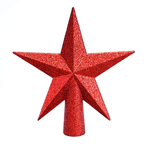 Product Cover Livder 6 Inches Christmas Tree Top Crown Glitter Star Decoration (Red)