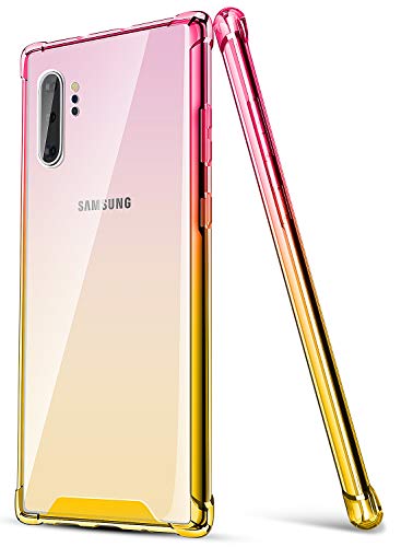 Product Cover Salawat Galaxy Note 10 Plus Case, Clear Galaxy Note 10+ Case Cute Gradient Slim Phone Case Cover Reinforced TPU Bumper Shockproof Protective Case for Samsung Galaxy Note 10 Plus 5G 6.8inch (Pink Gold)
