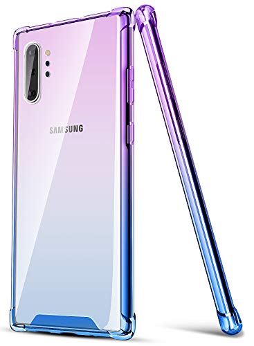 Product Cover SALAWAT Galaxy Note 10 Plus Case, Clear Galaxy Note 10+ Case Cute Gradient Slim Phone Case Reinforced TPU Bumper Shockproof Protective Case for Samsung Galaxy Note 10 Plus 5G 6.8inch (Purple Blue)