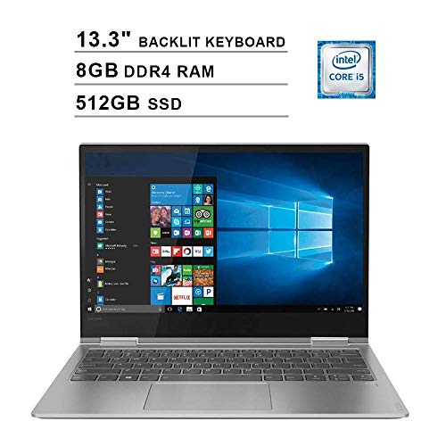 Product Cover 2020 Lenovo Yoga 730 13.3 Inch FHD IPS 2-in-1 Touchscreen Laptop (Intel Quad-Core i5-8250U up to 4.6GHz, 8G RAM, 512GB PCIe SSD, Intel UHD Graphics 620, Backlit Keyboard, JBL Speakers, Win 10)