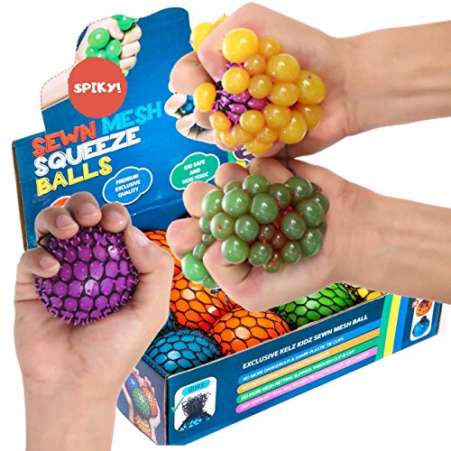 Product Cover KELZ KIDZ Quality & Durable Medium (2.5 Inch) Spiky Mesh Squishy Balls with Exclusive Sewn Mesh! (Multi, 12 Pack)
