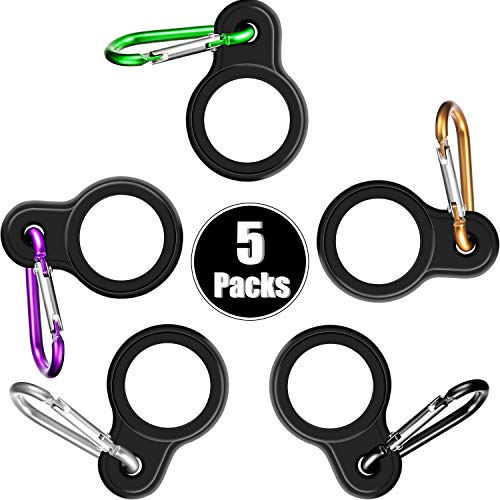 Product Cover 5 Sets Silicone Water Bottle Carrier with 5 Pieces Keychain Clip Key Ring Clip for Outdoor Activities or Daily Use