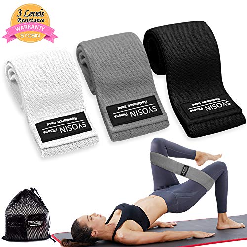 Product Cover SYOSIN Resistance Bands for Legs and Butt,Fabric Exercise Bands Hip Bands Wide Booty Bands Workout Bands Sports Fitness Bands Stretch Resistance Loops Band Anti Slip Elastic (2019 Upgrade)