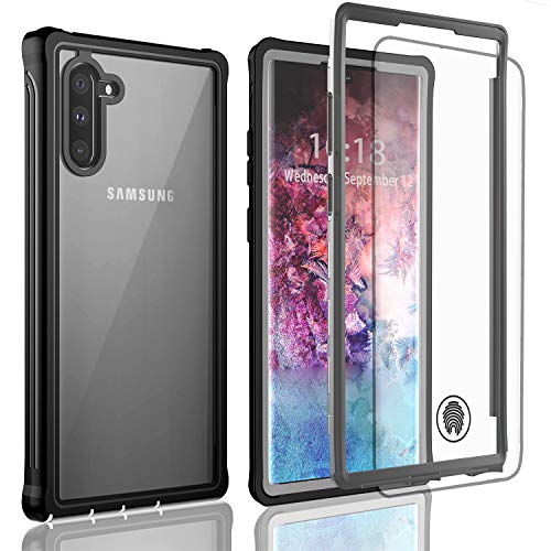 Product Cover OWKEY Samsung Galaxy Note 10 Case, Clear Full Body Rugged Heavy Duty Protection, Shock Drop Proof Impact Resist Slim Fit Cover with Free Screen Protector for Samsung Galaxy Note 10 6.3″, 2019