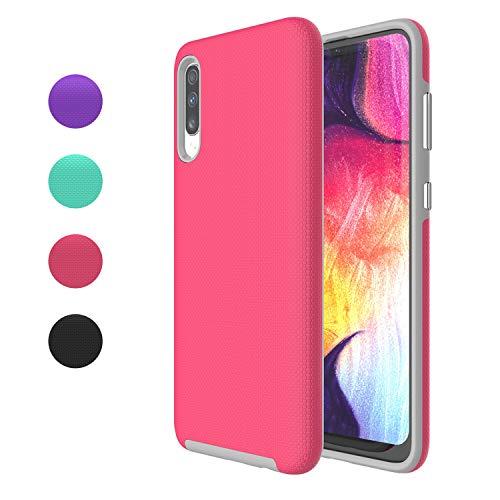 Product Cover Ownest Compatible Samsung Galaxy A50 Case Non-Slip Anti-Fall Dual Layer 2 in 1 Hard PC TPU with Protection Lightweight for Samsung Galaxy A50(6.4 Inch)-(Rose Red-3)