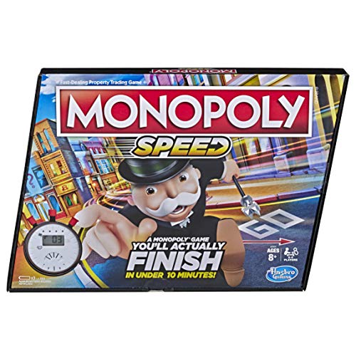 Product Cover Monopoly Speed Board Game, Play in Under 10 Minutes, Fast-Playing Board Game for Ages 8 and Up, Game for 2-4 Players