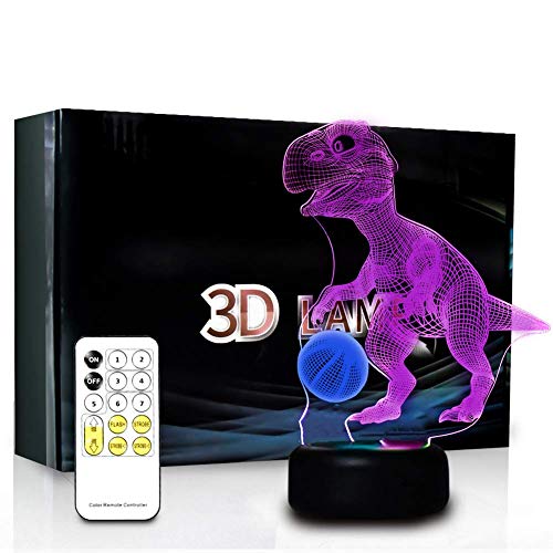 Product Cover Dinosuar Night Light for Boy Bedroom,3D Light with Remote Control,Newest Model-Dual Color (Dinosaur)
