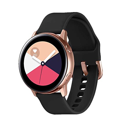 Product Cover TECKMICO Galaxy Watch Active Bands,20mm Quick Release Bands Compatible for Samsung Galaxy Watch Active (40mm)/Galaxy Watch(42mm)/Gear Sport with Rose Gold Watch Buckle (Black, Small)
