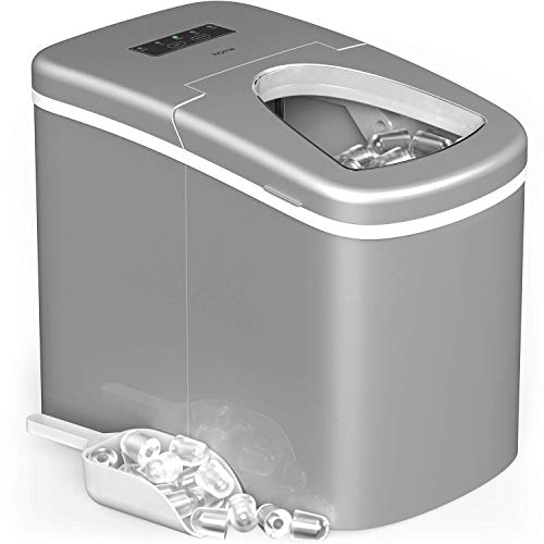 Product Cover hOmeLabs Portable Ice Maker Machine for Countertop - Makes 26 lbs of Ice per 24 hours - Ice Cubes ready in 8 Minutes - Electric Ice Making Machine with Ice Scoop and 1.5 lb Ice Storage - Metallic Gray