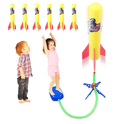 Product Cover Duckura Jump Rocket Launchers for Kids, Outdoor Air Rocket Toys with Launcher and 6 Foam Rockets, Best Gift for Boys Girls Toddlers Ages 3 Year and Up