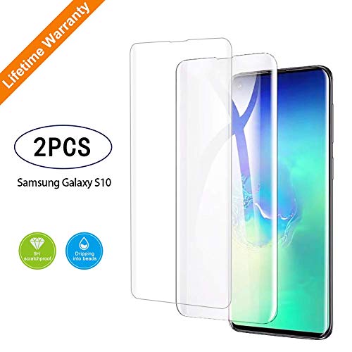 Product Cover Tempered Glass Screen Protector for Samsung Galaxy S10, 3D Curved Tempered Glass, Finger Print Compatibles, HD Clear , Easy Installation.(2 Packs)
