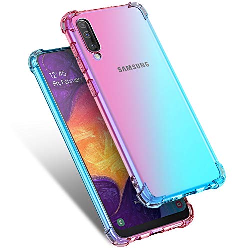 Product Cover Starhemei for Galaxy A50 Case, Shock-Resistant Flexible TPU Gasbag Protection Rubber Soft Silicone Anti Dropping Phone Case Cover for Samsung Galaxy A50 (Pink&Green)