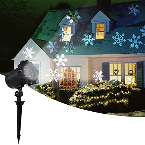Product Cover 2019 New Moving Snowflake lights, White Christmas Projector Lights LED Landscape Projection, Indoor & Outdoor Spotlights Decor Stage Irradiation & Garden Tree Wall, Perfect Halloween Holiday Party