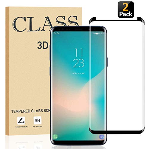 Product Cover [Pack of 2] Galaxy S9 Plus Screen Protector Tempered Glass, [Updated] 3D Curved Dot Matrix, Full Screen Cover, Samsung S9 + Glass Screen Protector