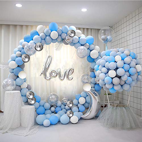 Product Cover Balloon Arch Kit Blue White Silver Balloons with 18
