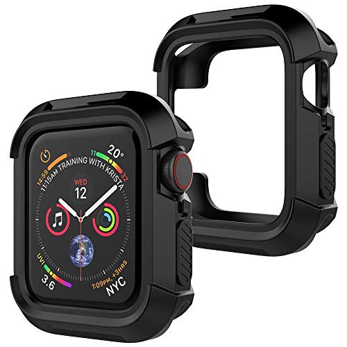 Product Cover Priefy Shockproof Rugged Armour Full-Protective Bumper Cover Compatible with Apple Watch 44 MM Series 4 and Series 5 - Black