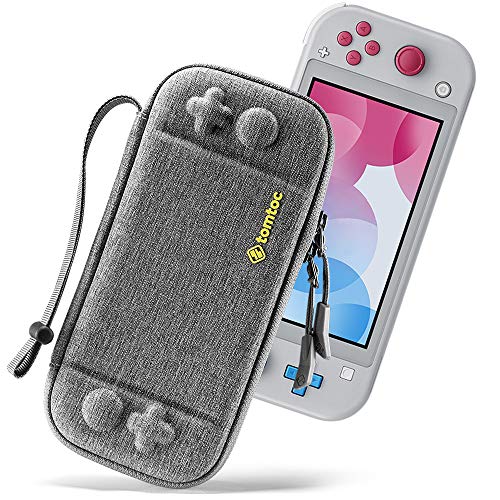 Product Cover tomtoc Ultra Slim Case for Nintendo Switch Lite, Original Patent Protective Portable Carrying Case Travel Storage Hard Shell with 8 Game Cartridges and Military Level Protection, Gray